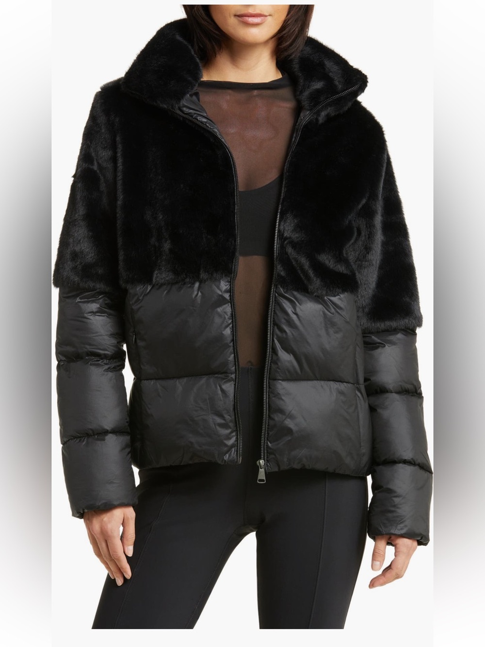 Zella Faux Fur Putter Jacket Coat NWOT
